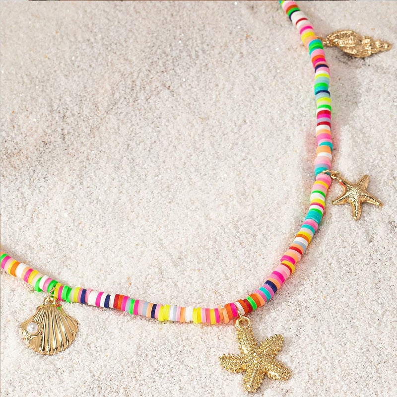 MIFYNN Gold Shell Starfish Necklace for Women Pearl Shell Necklace Layered Beaded Starfish Necklaces Summer Beach Surf Jewelry Gifts for Women - Image 5